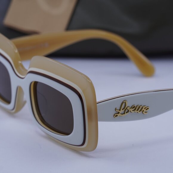 Loewe LW40139U 25E Rectangle Sunglasses – Ivory/Beige/Brown main image 4